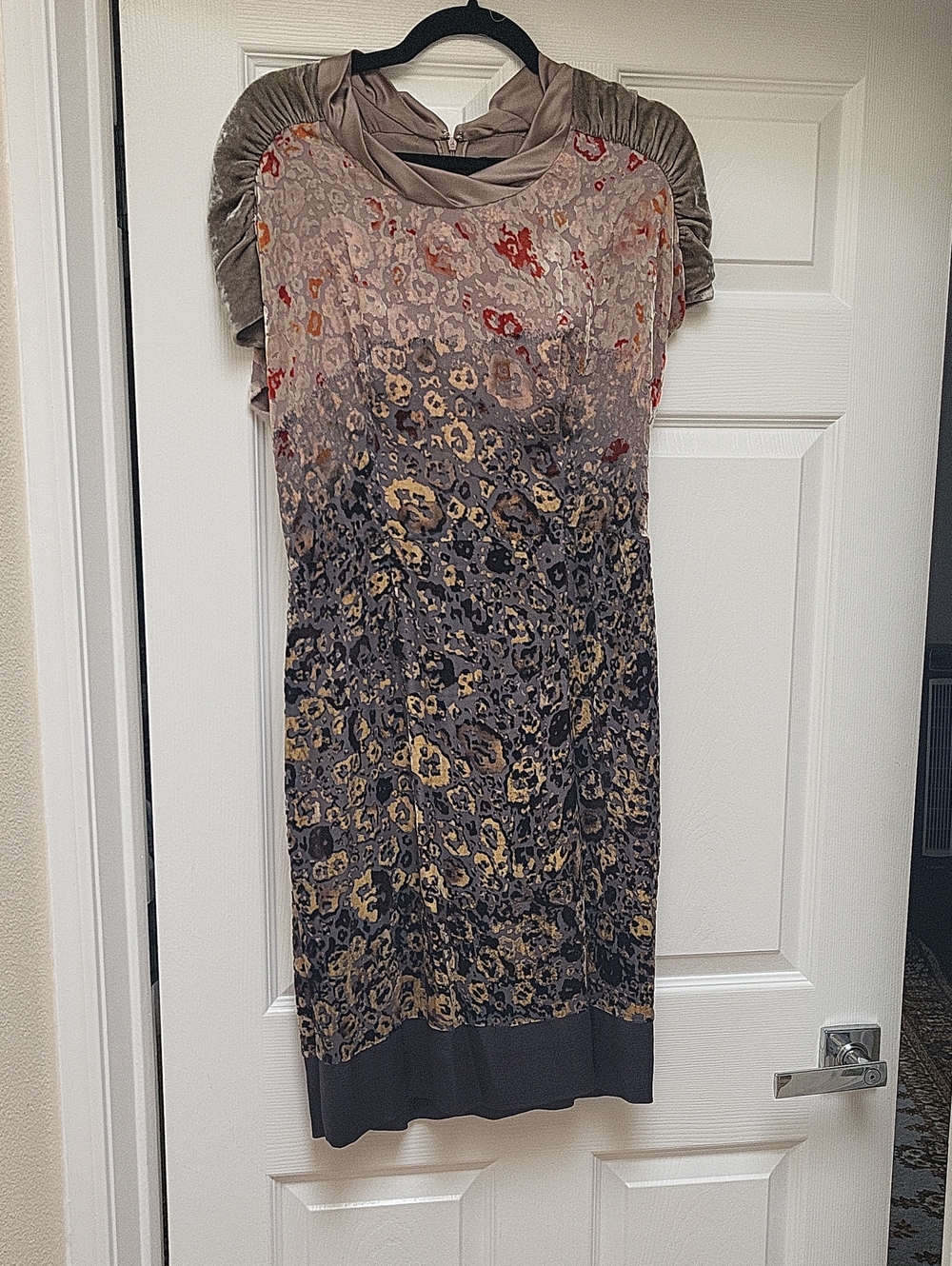Etro Ombre Animal-Print Shift Dress in Taupe, Gray and Gold Accents